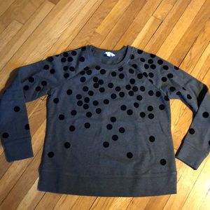 Boden Polka Dot Charcoal Gray Sweat Shirt